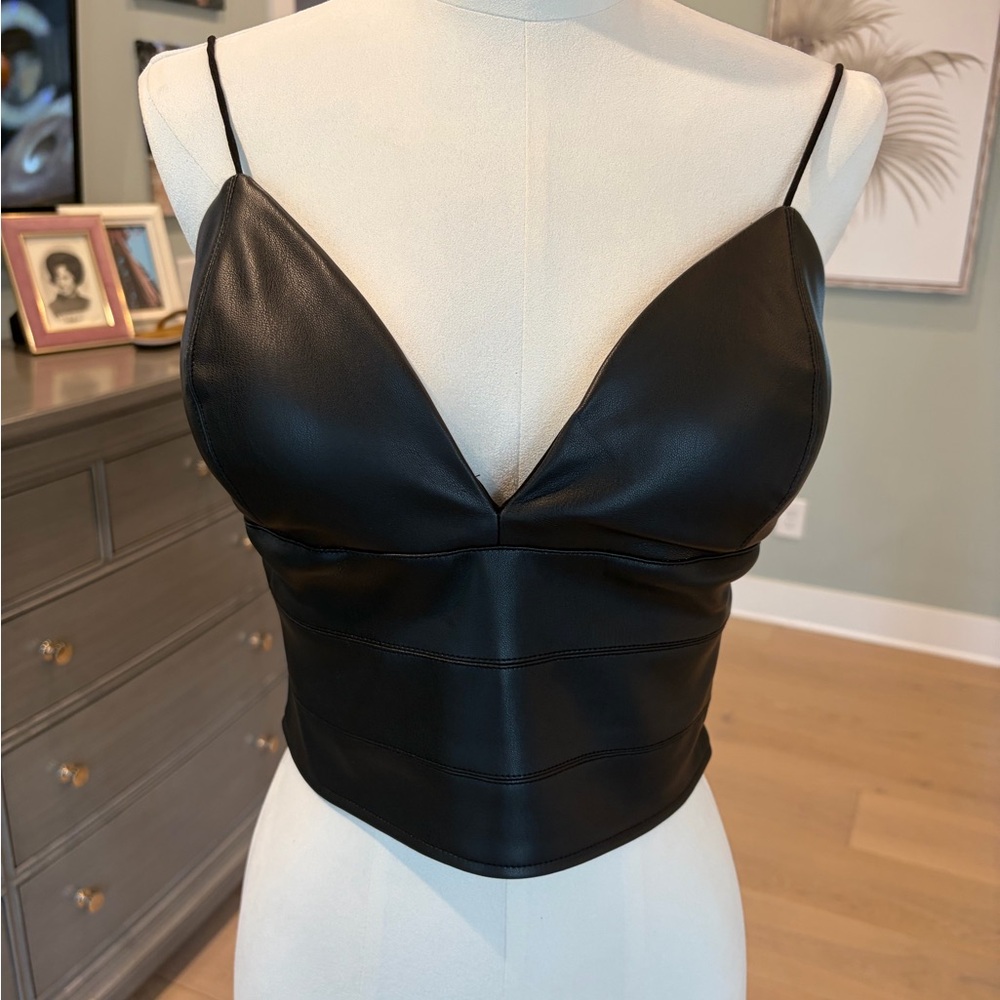 Versona Black Faux Leather Camisole